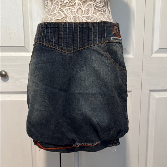 Dark Blue Denim Mini Skirt - Picture 1 of 10